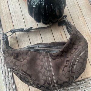 Y2K coach hobo shoulder bag Brown signature canvas